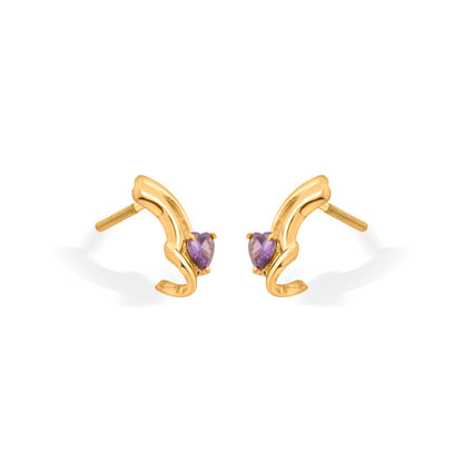 Purple Desire Hoop & Huggie Gold Earring