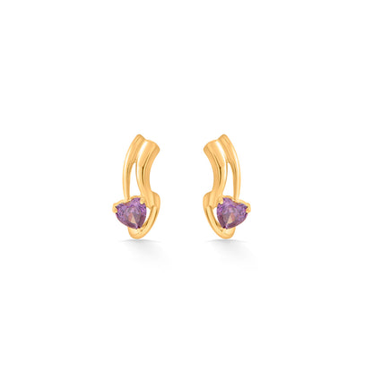 Purple Desire Hoop & Huggie Gold Earring