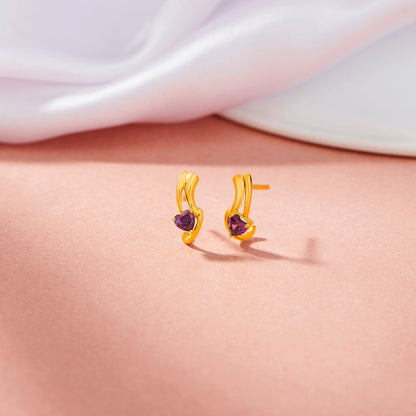 Purple Desire Hoop & Huggie Gold Earring