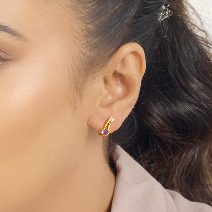 Purple Desire Hoop & Huggie Gold Earring