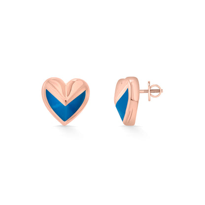 Midnight Hearts Stud Gold Earring