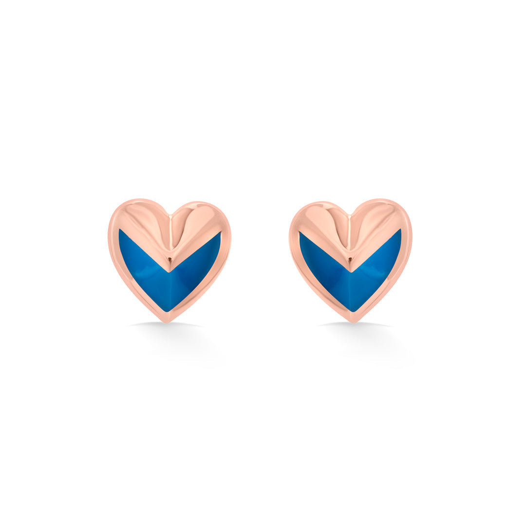 midnight hearts stud gold earring