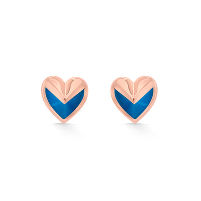 Midnight Hearts Stud Gold Earring