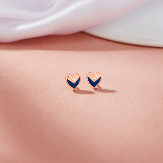 Midnight Hearts Stud Gold Earring