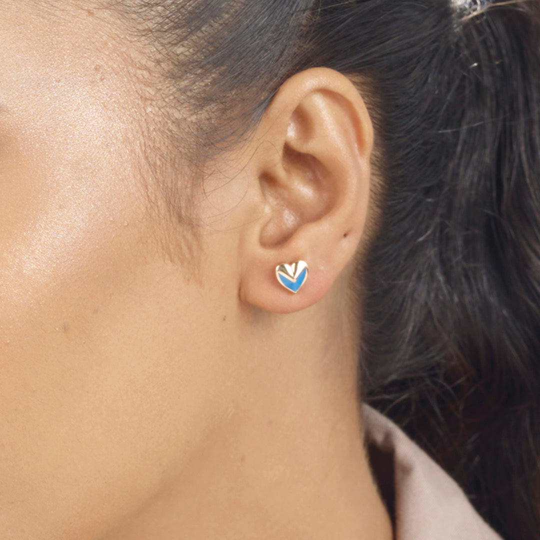 Midnight Hearts Stud Gold Earring