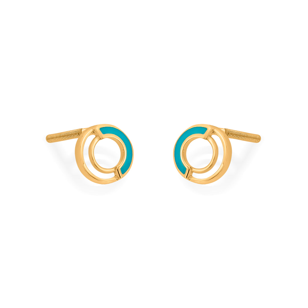 aqua loop stud gold earring