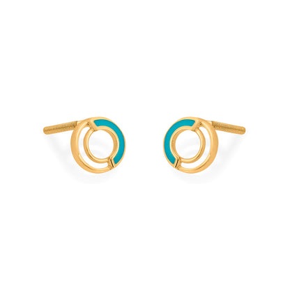 Aqua Loop Stud Gold Earring