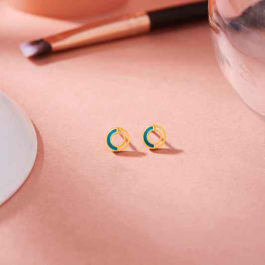 Aqua Loop Stud Gold Earring