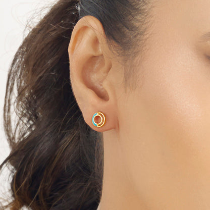Aqua Loop Stud Gold Earring