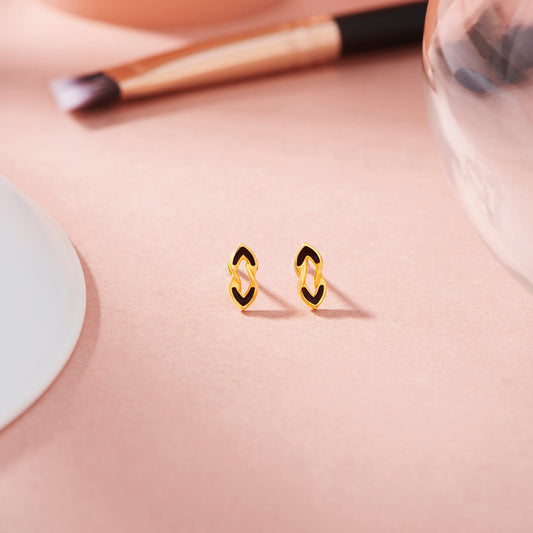 Noir Geometry Hoop & Huggie Gold Earring