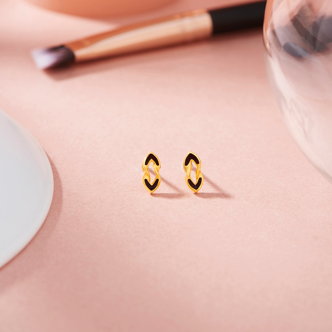 Noir Geometry Hoop & Huggie Gold Earring