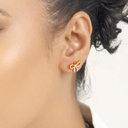 Twilight Ribbon Stud Gold Earring