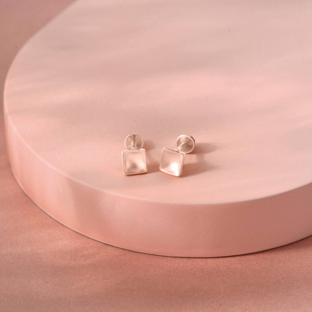 Orna Block Studs Gold Earring