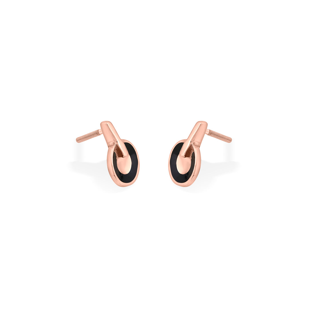 onyx loop stud gold earring