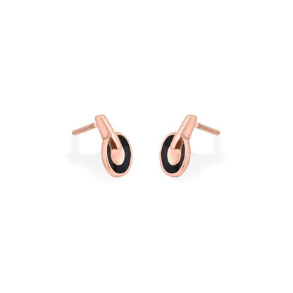 Onyx Loop Stud Gold Earring
