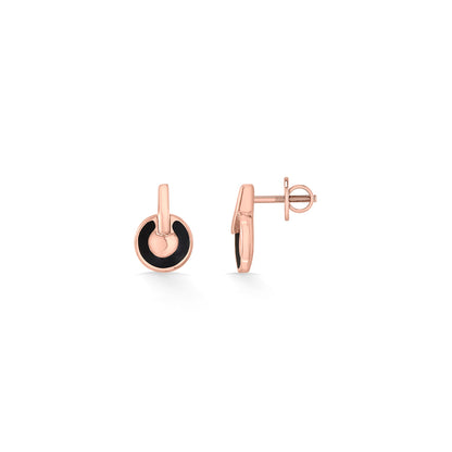 Onyx Loop Stud Gold Earring