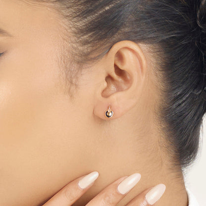 Onyx Loop Stud Gold Earring