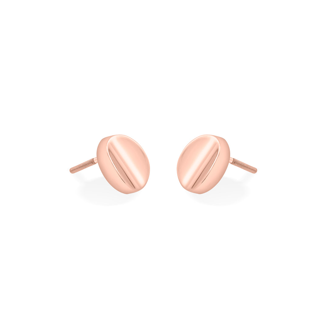 stripe ovals stud gold earring