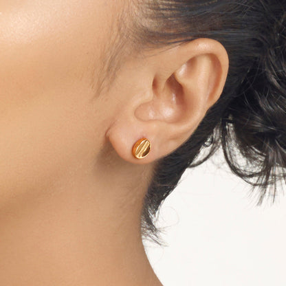 Stripe Ovals Stud Gold Earring