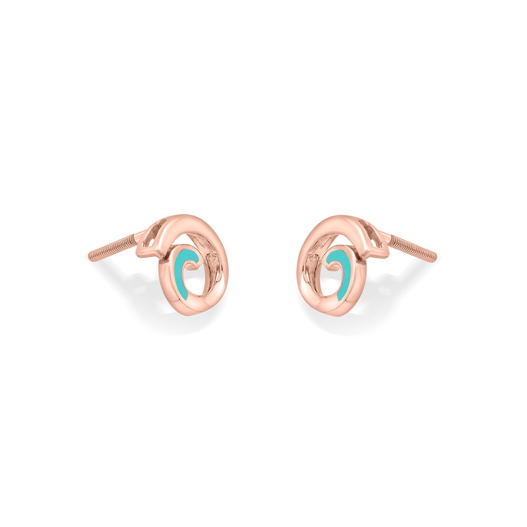 aqua ripple stud gold earring