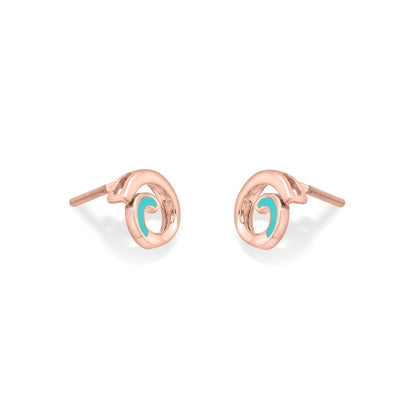 Aqua Ripple Stud Gold Earring