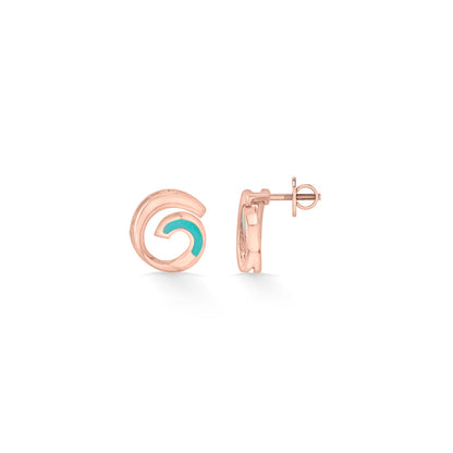Aqua Ripple Stud Gold Earring