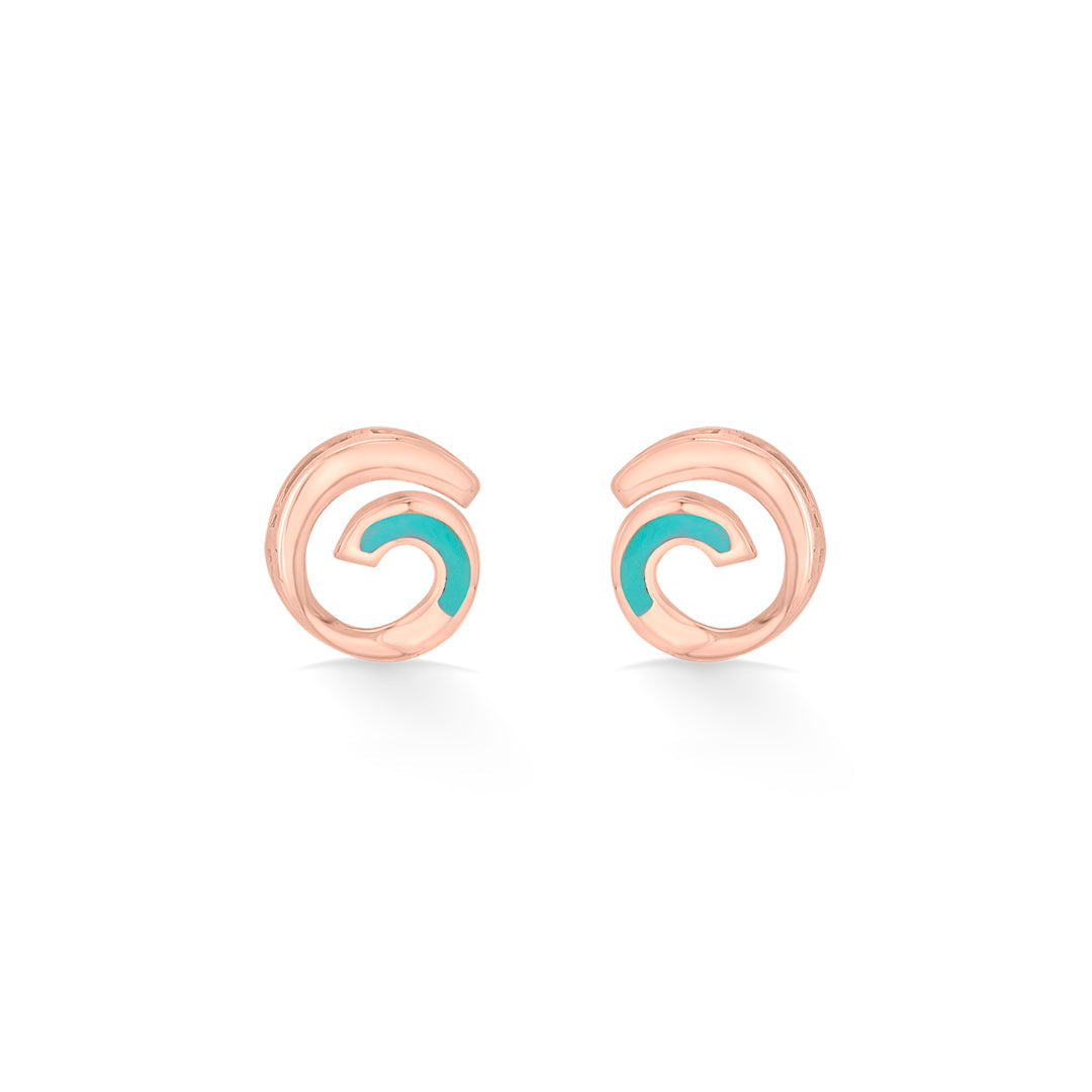 aqua ripple stud gold earring