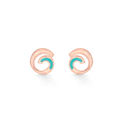 Aqua Ripple Stud Gold Earring