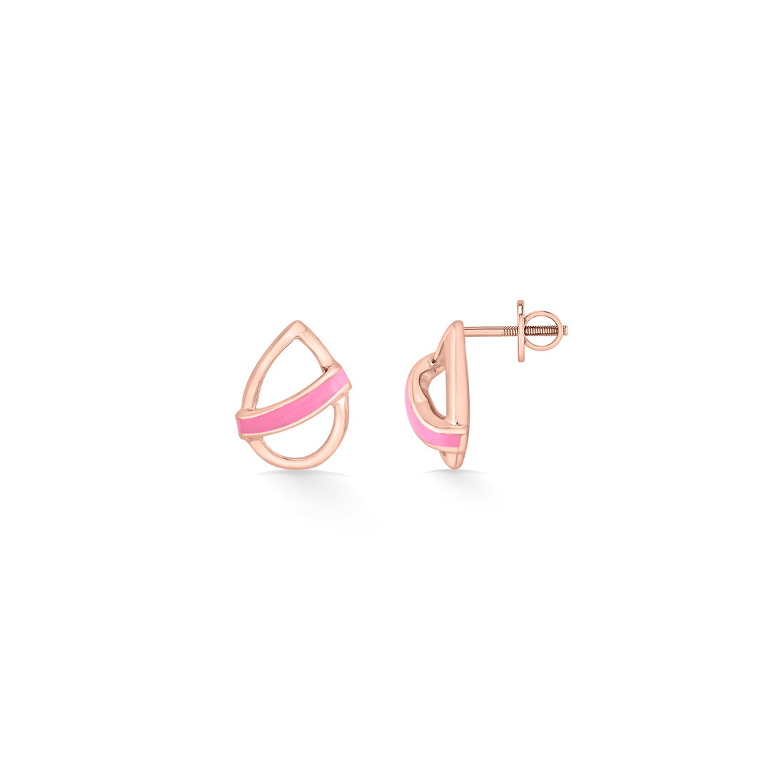 blush accent stud gold earring