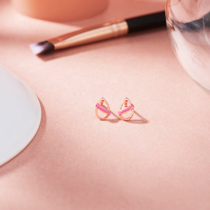 Blush Accent Stud Gold Earring