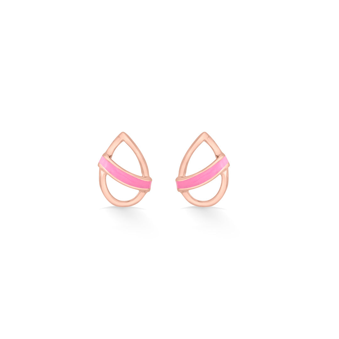 blush accent stud gold earring