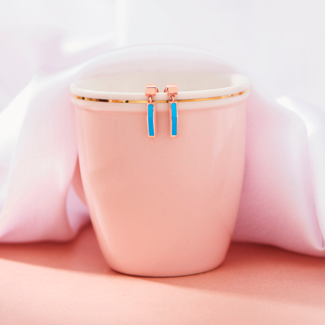 blue streak drops & dangler  gold earring