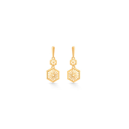 Hexa Radiance Drops & Dangler Gold Earring