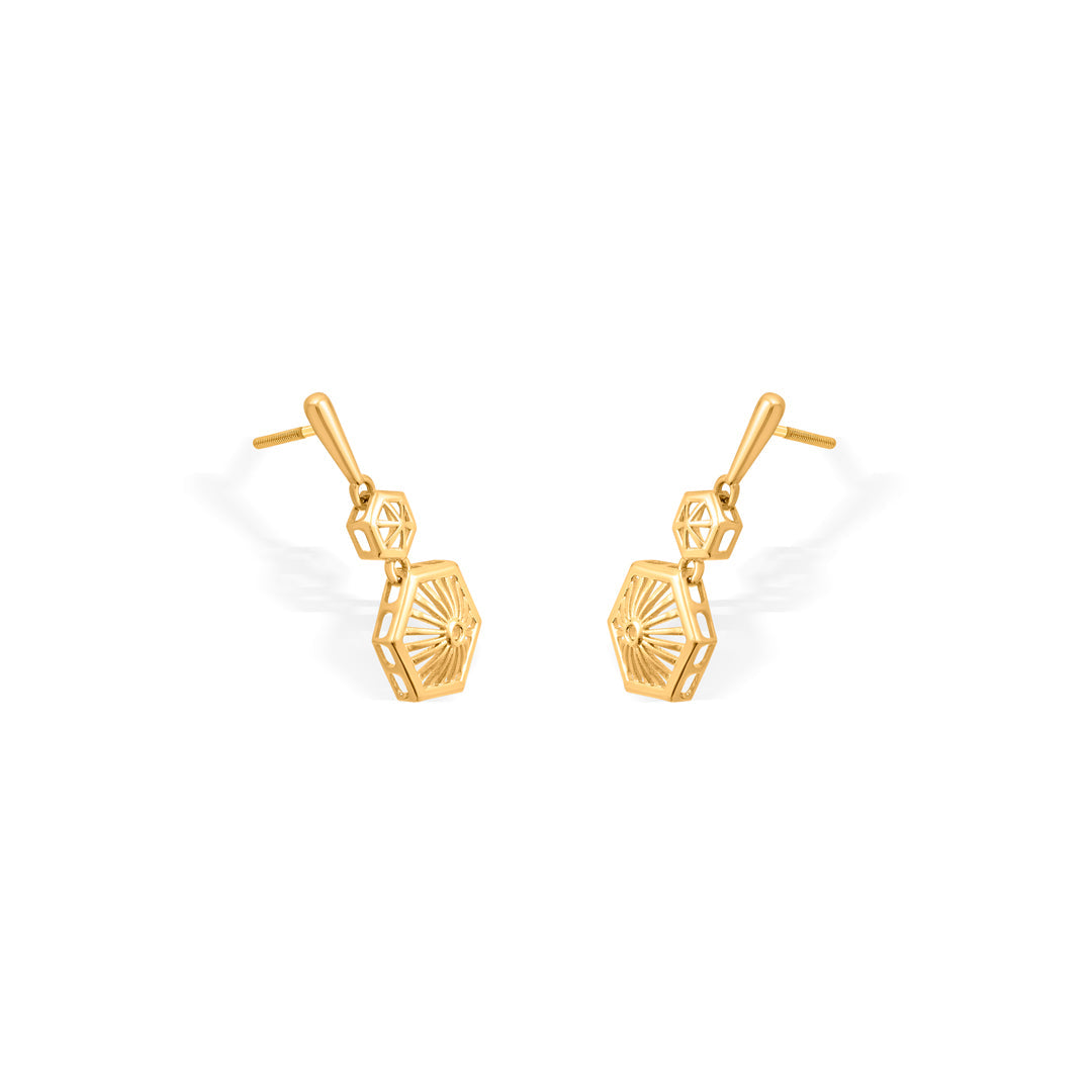 hexa radiance drops & dangler gold earring