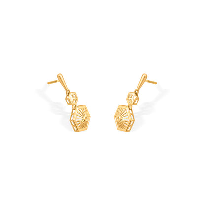 Hexa Radiance Drops & Dangler Gold Earring