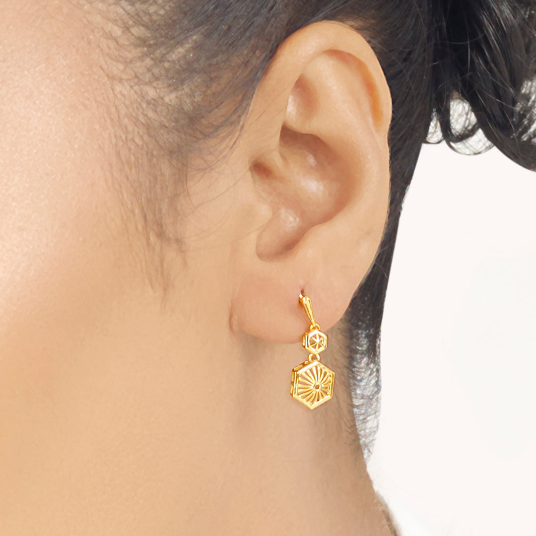 hexa radiance drops & dangler gold earring