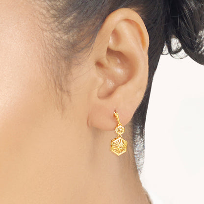 Hexa Radiance Drops & Dangler Gold Earring