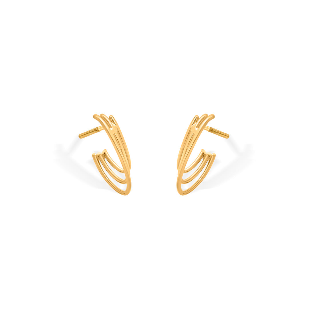triple crescent hoops & huggies gold earring