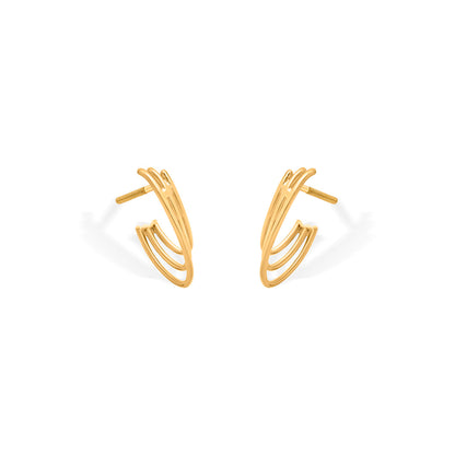 Triple Crescent Hoops & Huggies Gold Earring