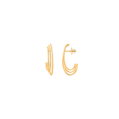 Triple Crescent Hoops & Huggies Gold Earring