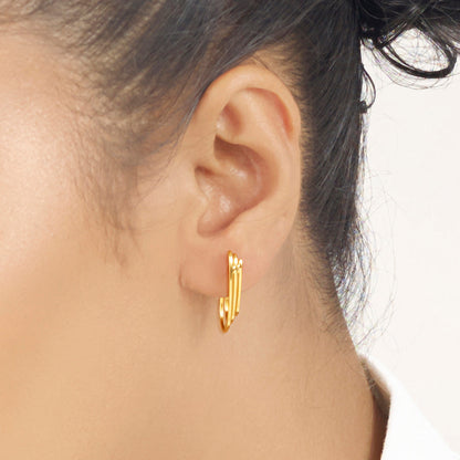 Triple Crescent Hoops & Huggies Gold Earring