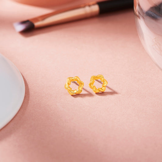 Geo Floret Stud Gold Earring