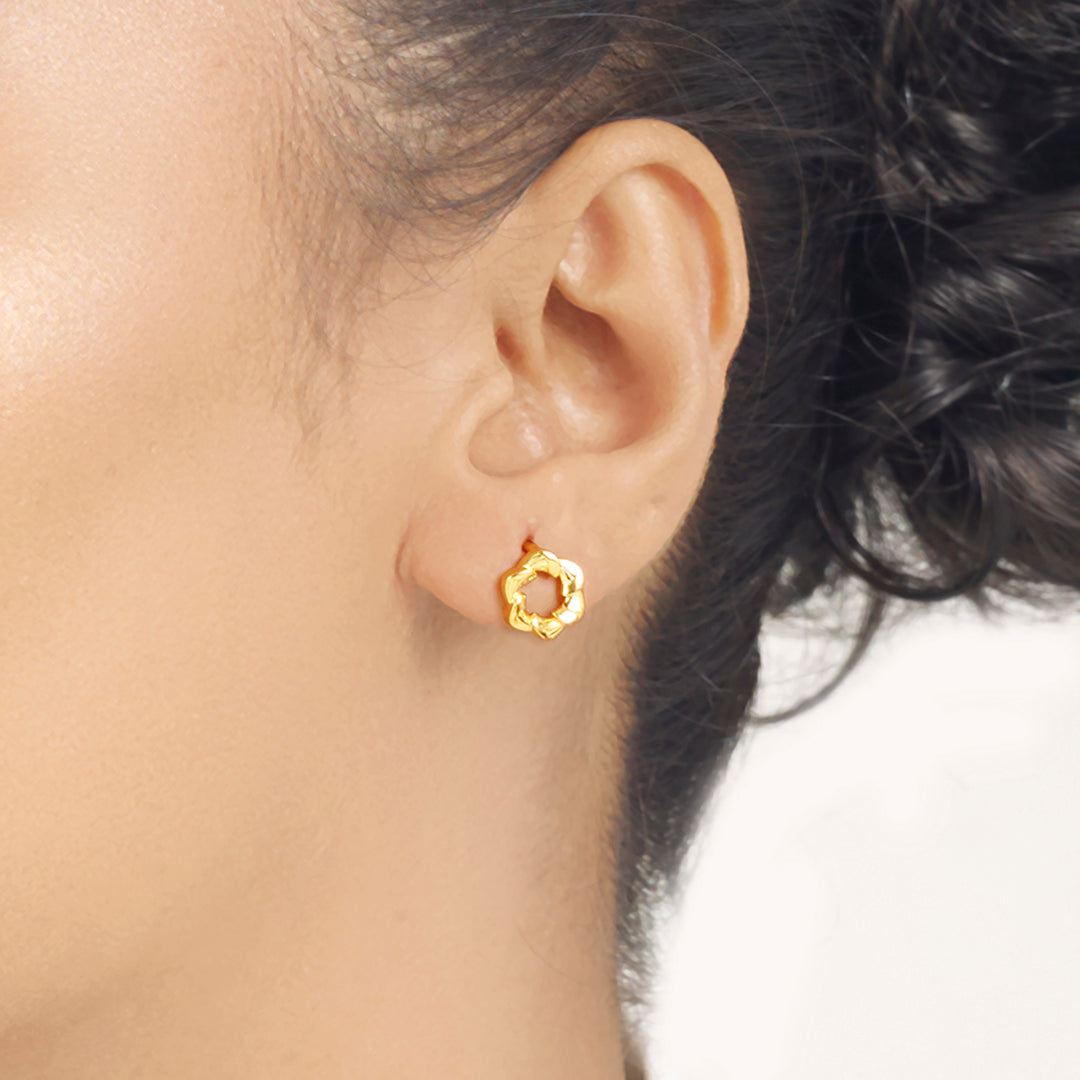 Geo Floret Stud Gold Earring