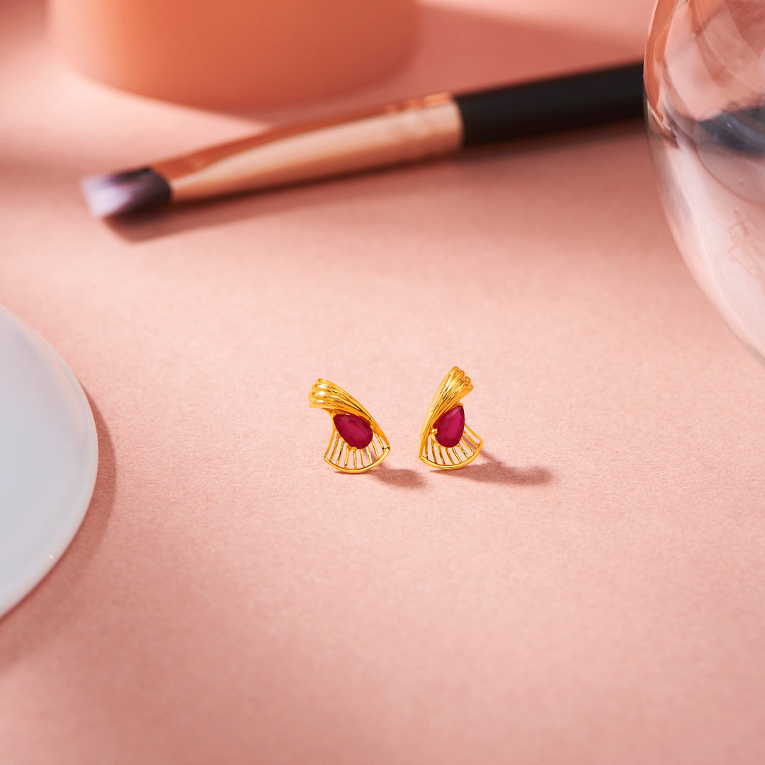 crown jewel stud gold earring