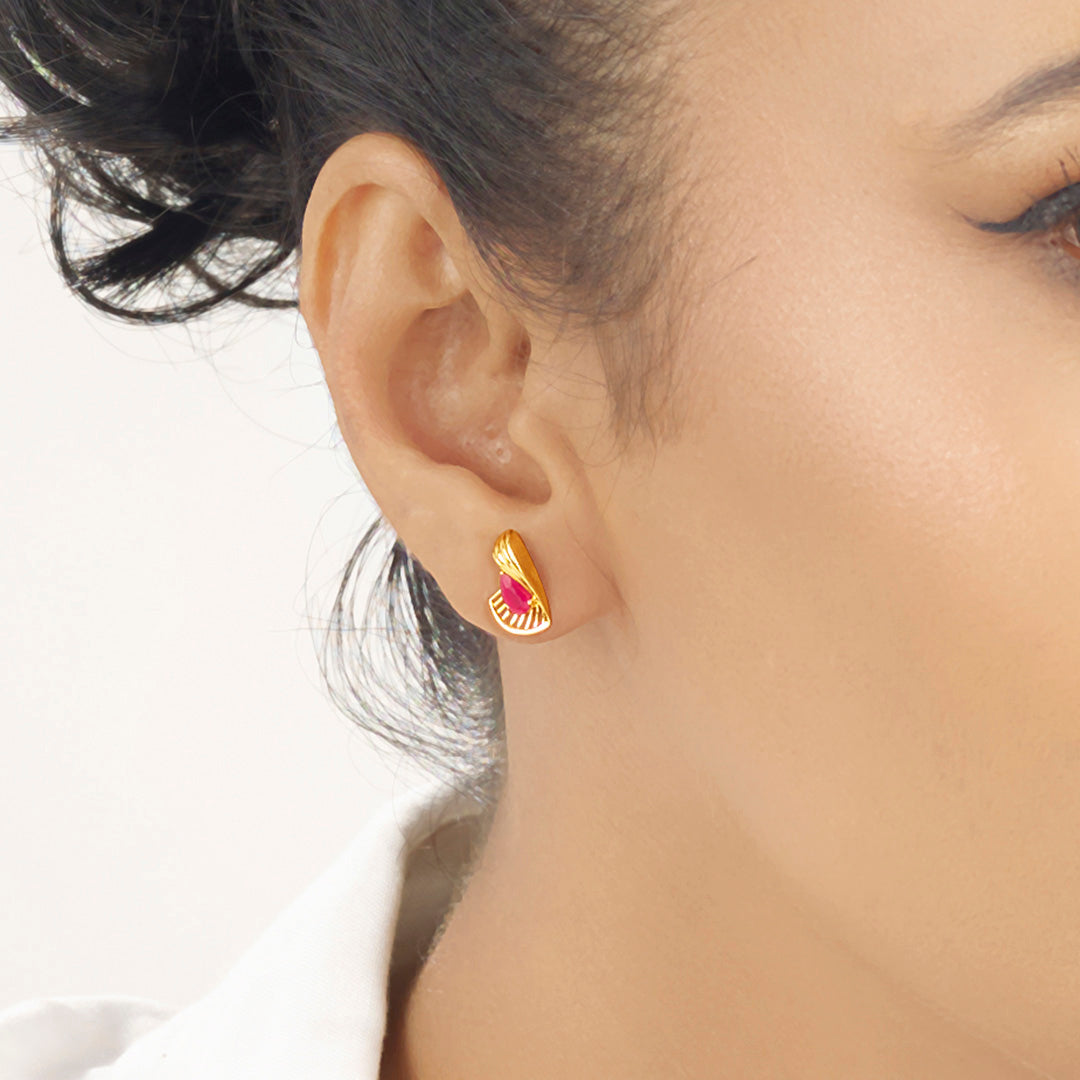 crown jewel stud gold earring