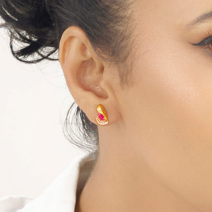 Crown Jewel Stud Gold Earring