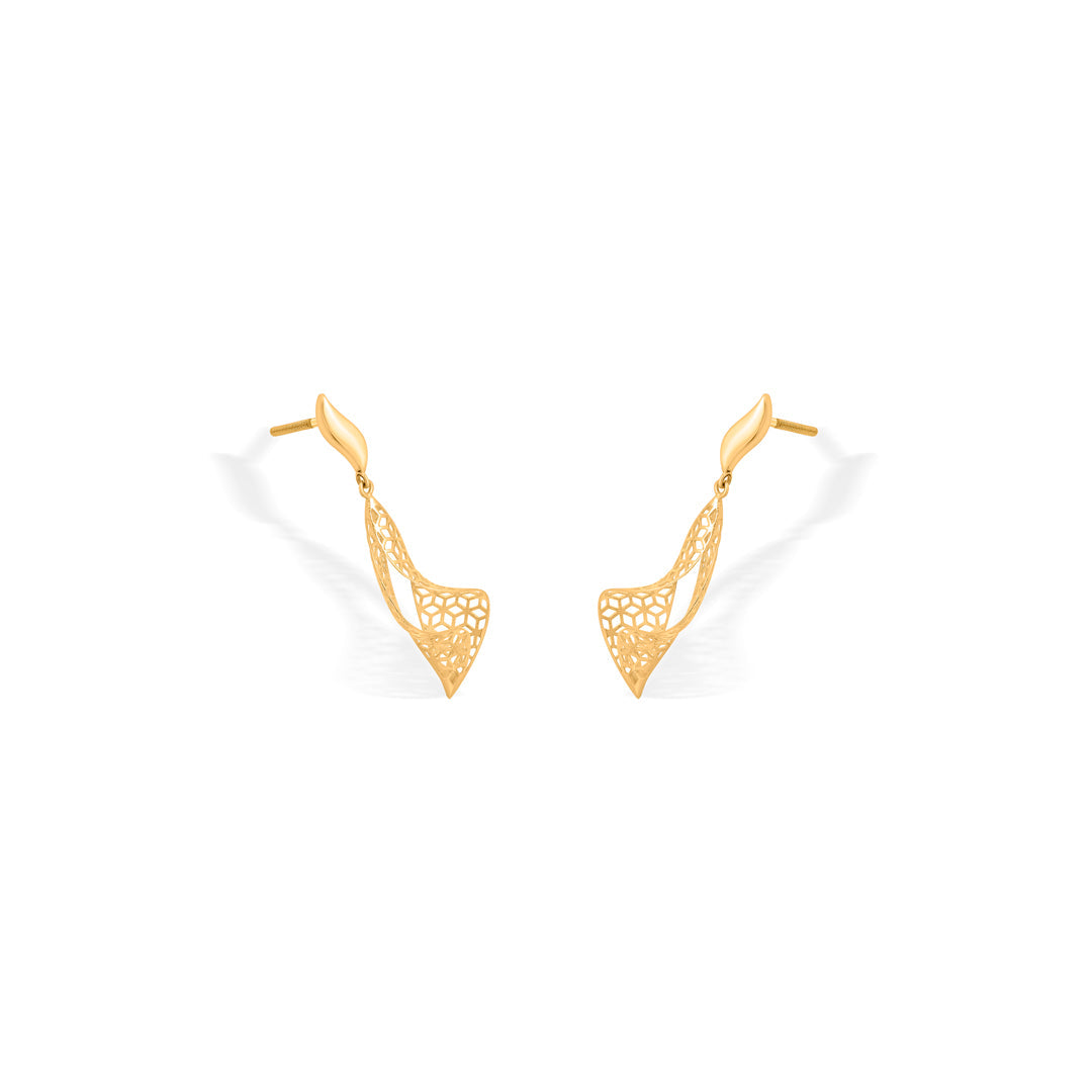gleam wave drops & dangler gold earring