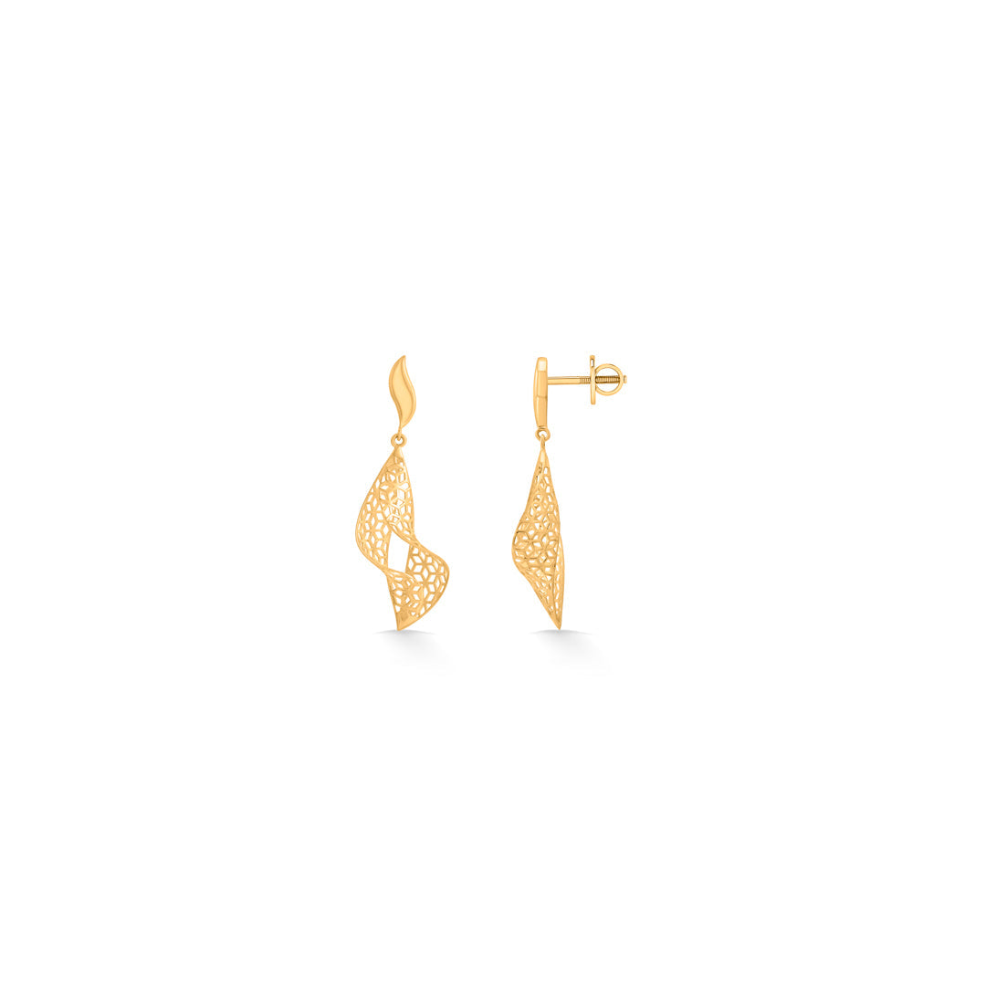 gleam wave drops & dangler gold earring
