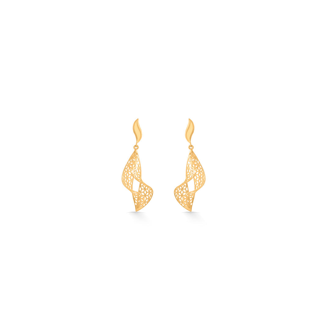 gleam wave drops & dangler gold earring