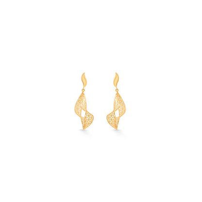 Gleam Wave Drops & Dangler Gold Earring